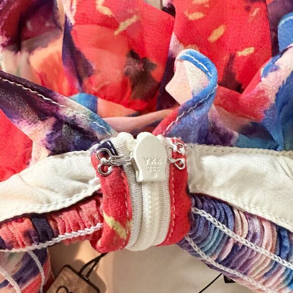 PATBO Violet Floral Flutter Halter Style Maxi Dress Size US 8 Cherry - Picture 7 of 15